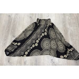 Women Harem Pants One Size Mandala Smocked High Waist Y2K Indie Bohemian Earthy